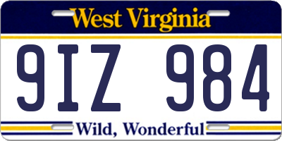 WV license plate 9IZ984