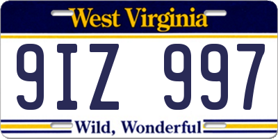 WV license plate 9IZ997