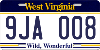 WV license plate 9JA008