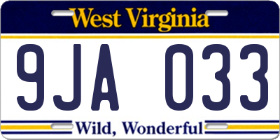 WV license plate 9JA033