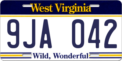 WV license plate 9JA042