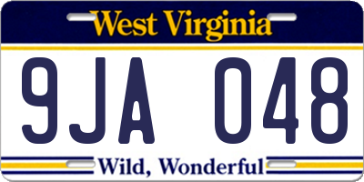 WV license plate 9JA048