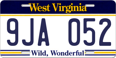 WV license plate 9JA052