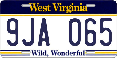 WV license plate 9JA065