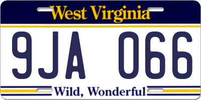 WV license plate 9JA066