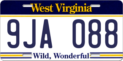 WV license plate 9JA088