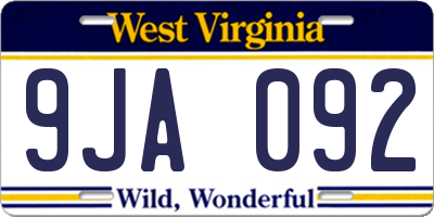 WV license plate 9JA092