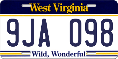 WV license plate 9JA098