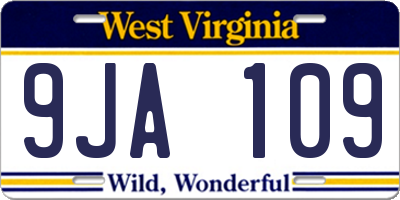 WV license plate 9JA109