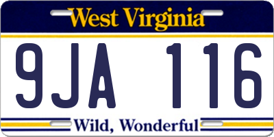 WV license plate 9JA116