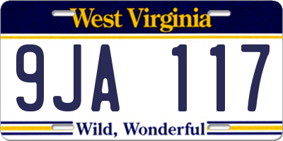 WV license plate 9JA117