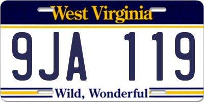 WV license plate 9JA119