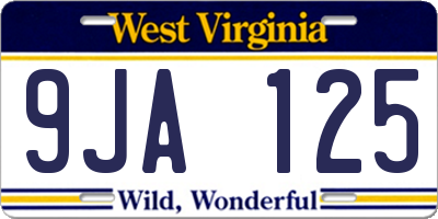 WV license plate 9JA125