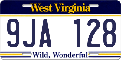 WV license plate 9JA128