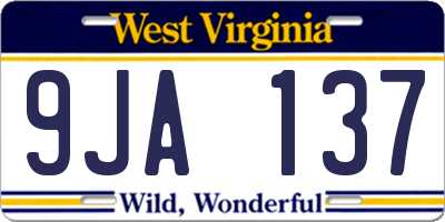 WV license plate 9JA137