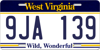 WV license plate 9JA139