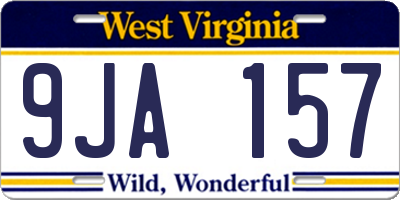 WV license plate 9JA157