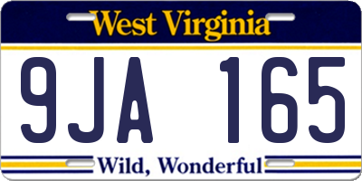 WV license plate 9JA165