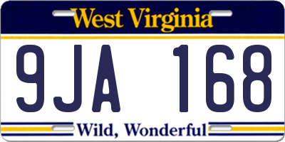 WV license plate 9JA168
