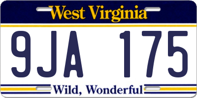 WV license plate 9JA175