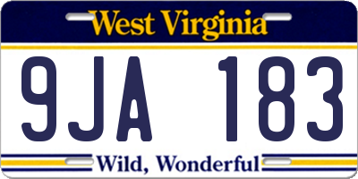 WV license plate 9JA183