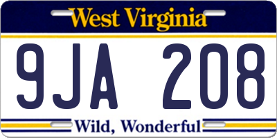 WV license plate 9JA208