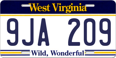 WV license plate 9JA209