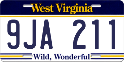 WV license plate 9JA211
