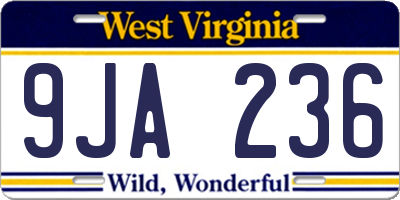 WV license plate 9JA236