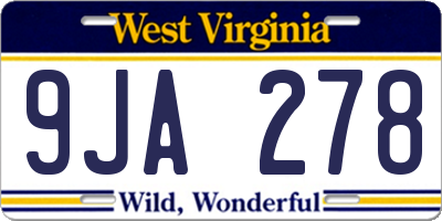 WV license plate 9JA278