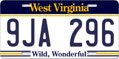 WV license plate 9JA296