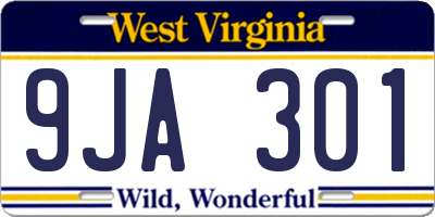 WV license plate 9JA301