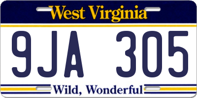 WV license plate 9JA305