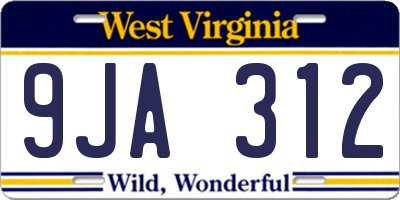 WV license plate 9JA312