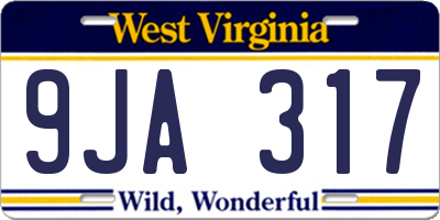 WV license plate 9JA317