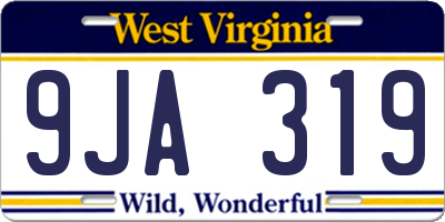 WV license plate 9JA319
