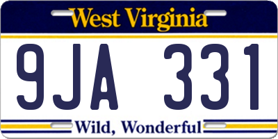 WV license plate 9JA331