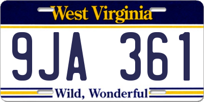 WV license plate 9JA361