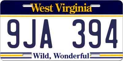 WV license plate 9JA394
