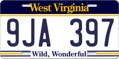 WV license plate 9JA397