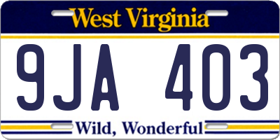WV license plate 9JA403