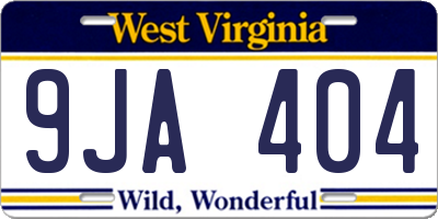 WV license plate 9JA404