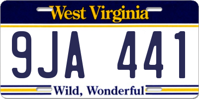 WV license plate 9JA441