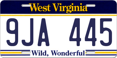 WV license plate 9JA445