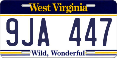 WV license plate 9JA447
