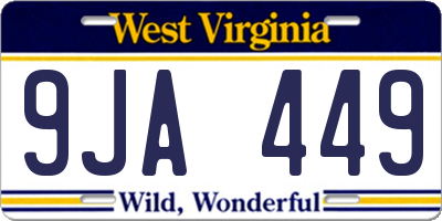 WV license plate 9JA449