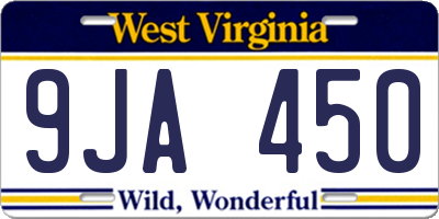 WV license plate 9JA450