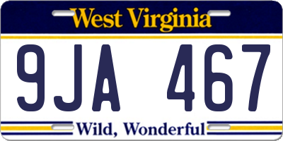 WV license plate 9JA467