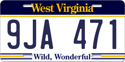 WV license plate 9JA471