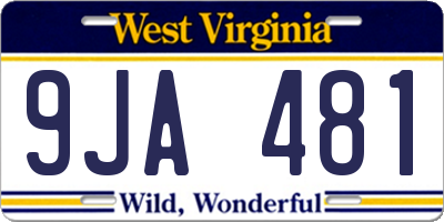 WV license plate 9JA481